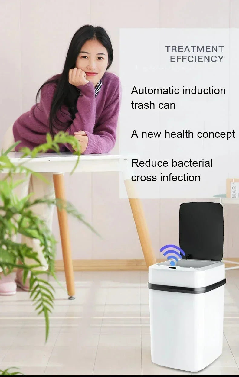 13L Household Kitchen Touchless Open Lid Trash Can