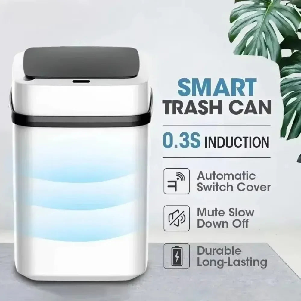 13L Household Kitchen Touchless Open Lid Trash Can
