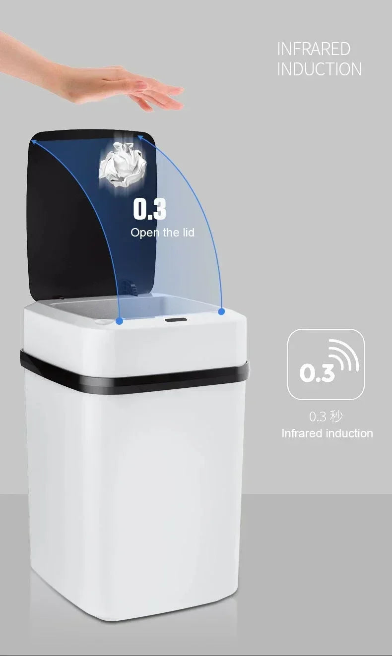 13L Household Kitchen Touchless Open Lid Trash Can