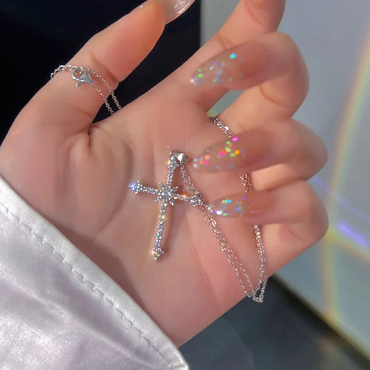 Zircon Cross Pendant Necklace